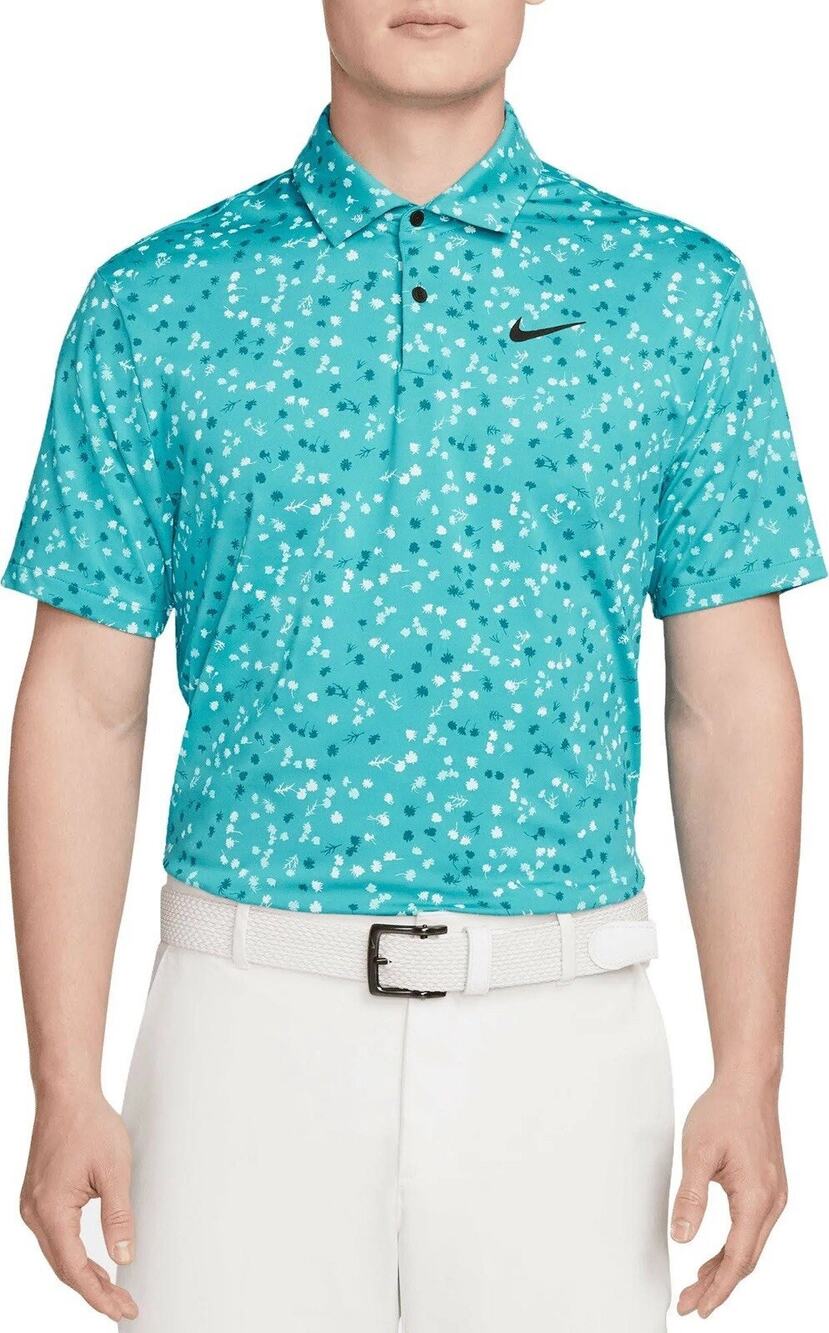 Nike Dri-Fit DX6089-709 Men’s Teal Floral Print Polo Golf Size Small